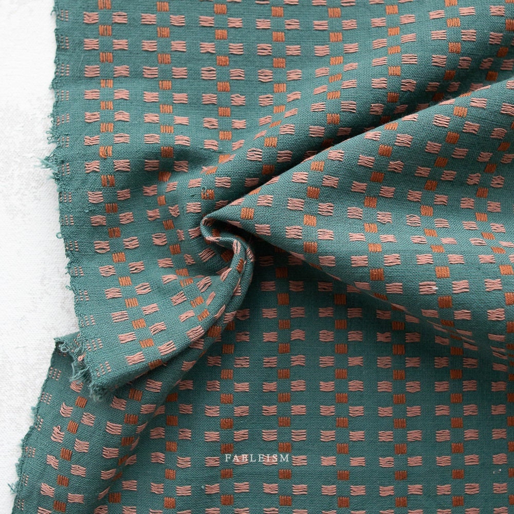 PREORDER Basket Weave in Teal CSW-05-TEAL | Canyon Springs by Fableism Supply Co. | Continuous Yardage | Fat Quarter