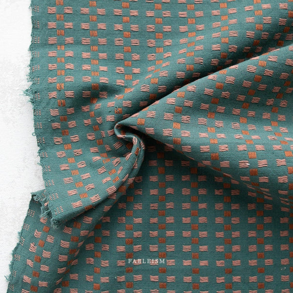 PREORDER Basket Weave in Teal CSW-05-TEAL | Canyon Springs by Fableism Supply Co. | Continuous Yardage | Fat Quarter