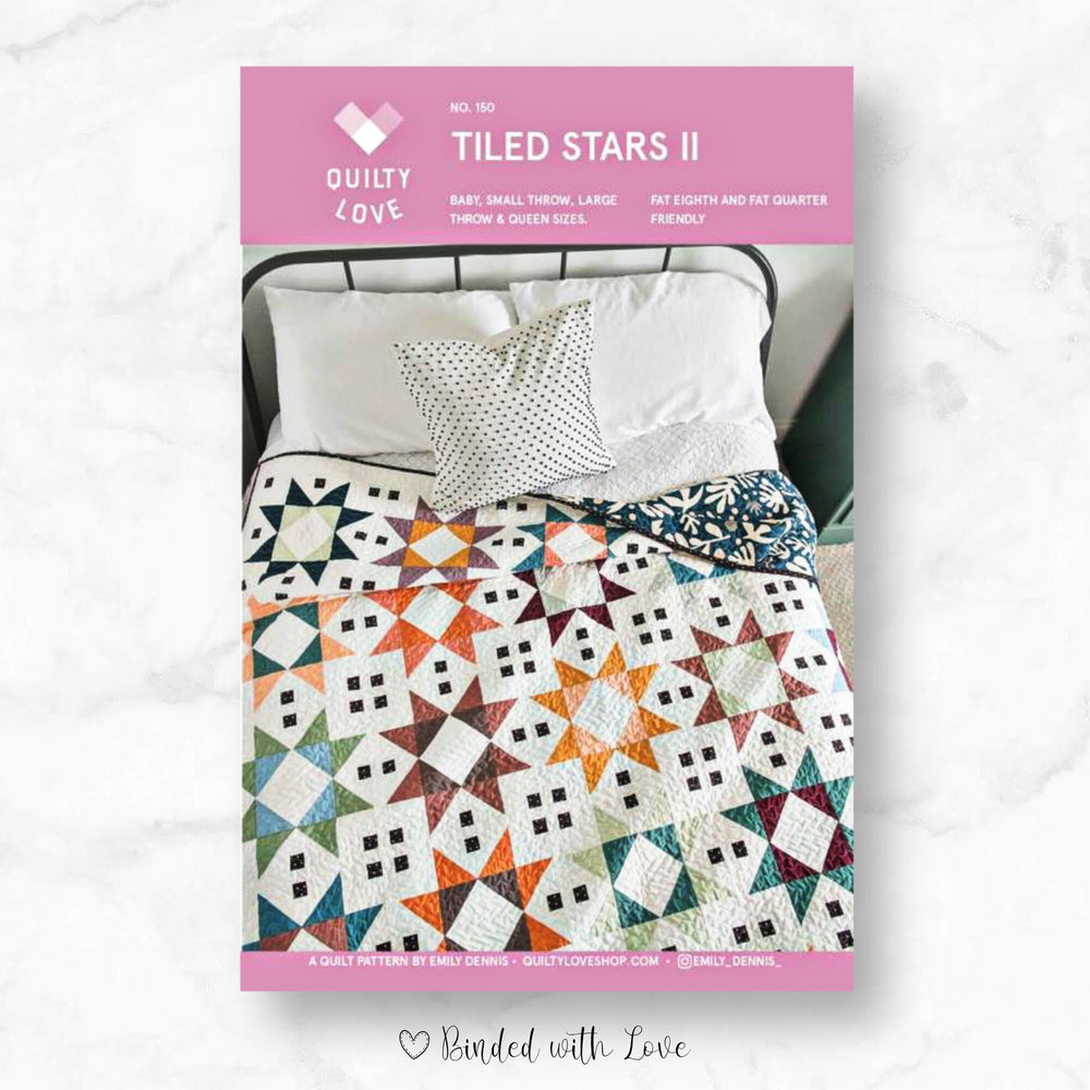 Tiled Stars II Quilt Pattern By Quilty Love | Printed Paper Pattern | Modern Quilt Pattern | Confident Beginner | Fat Quarter Friendly