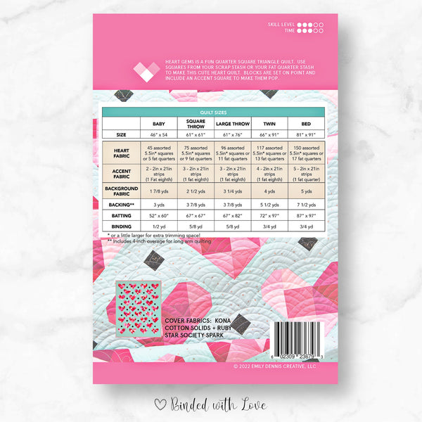 Heart Gems Quilt Pattern By Quilty Love | Printed Paper Pattern | Modern Quilt Pattern | Confident Beginner | Fat Quarter Friendly
