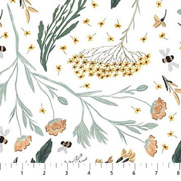 Botanical White RC90885-10 | Green World by Boccaccini Meadows | Figo Fabrics | Continuous Yardage | Fat Quarter | Quilting Fabric