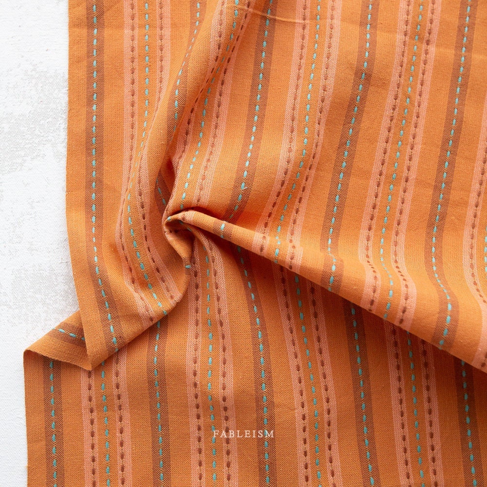 PREORDER Stitch Stripe in Rust CSW-04-RUST | Canyon Springs by Fableism Supply Co. | Continuous Yardage | Fat Quarter