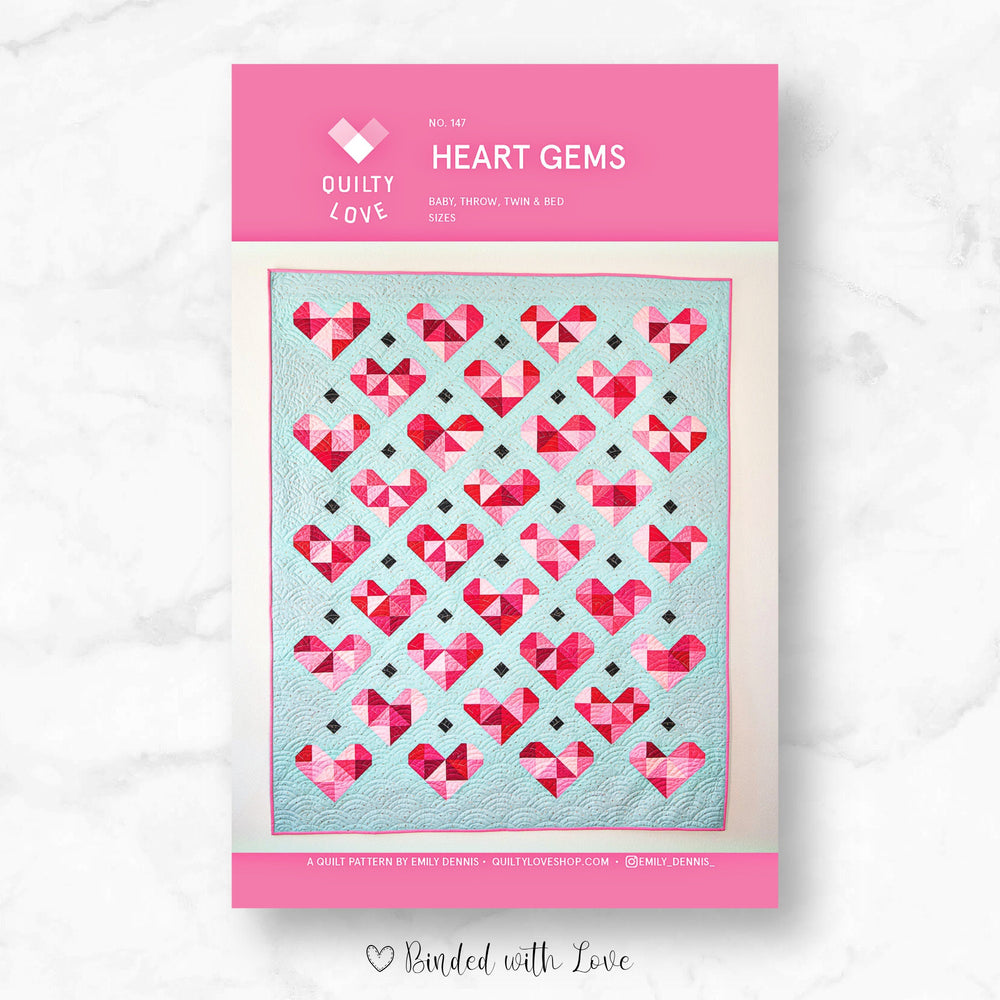 Heart Gems Quilt Pattern By Quilty Love | Printed Paper Pattern | Modern Quilt Pattern | Confident Beginner | Fat Quarter Friendly