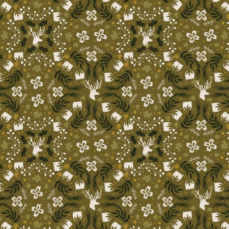 Gather Forest Metallic AC602-FO3M | Tinsel On The Trail by Ash Cascade | Cotton + Steel | Continuous Yardage | Christmas Fabric