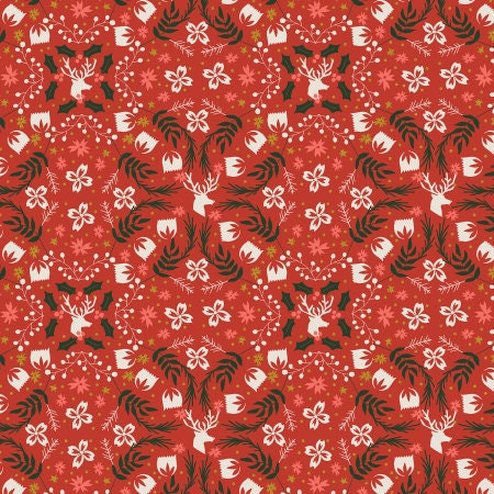 Gather Holly Metallic AC602-HO2M | Tinsel On The Trail by Ash Cascade | Cotton + Steel | Continuous Yardage | Christmas Fabric