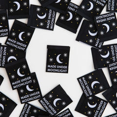 Made Under Moonlight Woven Labels | Sarah Hearts Labels | 8 Pack Sewing Woven Labels | Gift for Sewist or Quilter