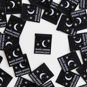 Made Under Moonlight Woven Labels | Sarah Hearts Labels | 8 Pack Sewing Woven Labels | Gift for Sewist or Quilter