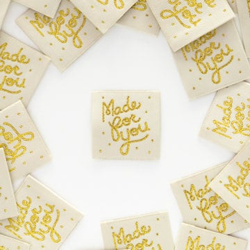 Made For You Woven Labels | Sarah Hearts Labels | 8 Pack Sewing Woven Labels | Gift for Sewist or Quilter