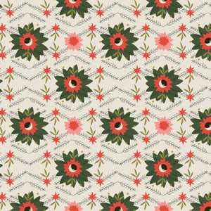 Poinsettia Mistletoe Metallic AC600-MI1M | Tinsel On The Trail by Ash Cascade | Cotton + Steel | Continuous Yardage | Christmas Fabric