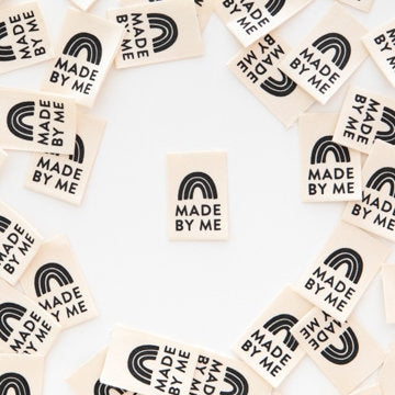 Made By Me Woven Labels | Sarah Hearts Labels | 8 Pack Sewing Woven Labels | Gift for Sewist or Quilter