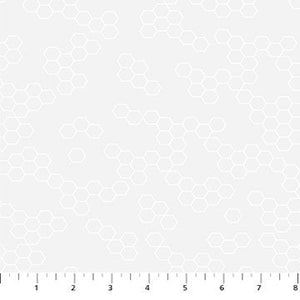Hexies White Pigment 92031-10 | Dovetail by Ghazal Razavi | Figo Fabrics | Continuous Yardage | Fat Quarter | Quilting Fabric | Low Volume