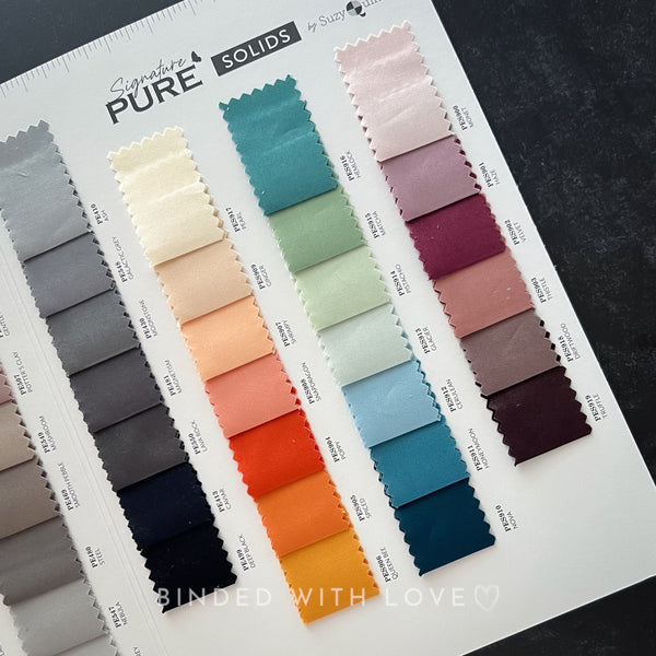 Art Gallery Fabrics 2024 Pure Solids Color Card | Pure Solids Full Collection Color Card | 203 Fabric Swatches | Six Fold 8in x 11in
