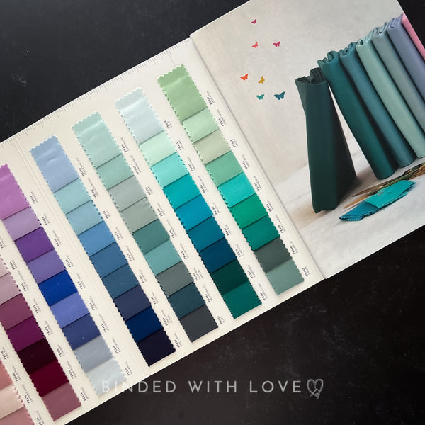 Art Gallery Fabrics 2024 Pure Solids Color Card | Pure Solids Full Collection Color Card | 203 Fabric Swatches | Six Fold 8in x 11in