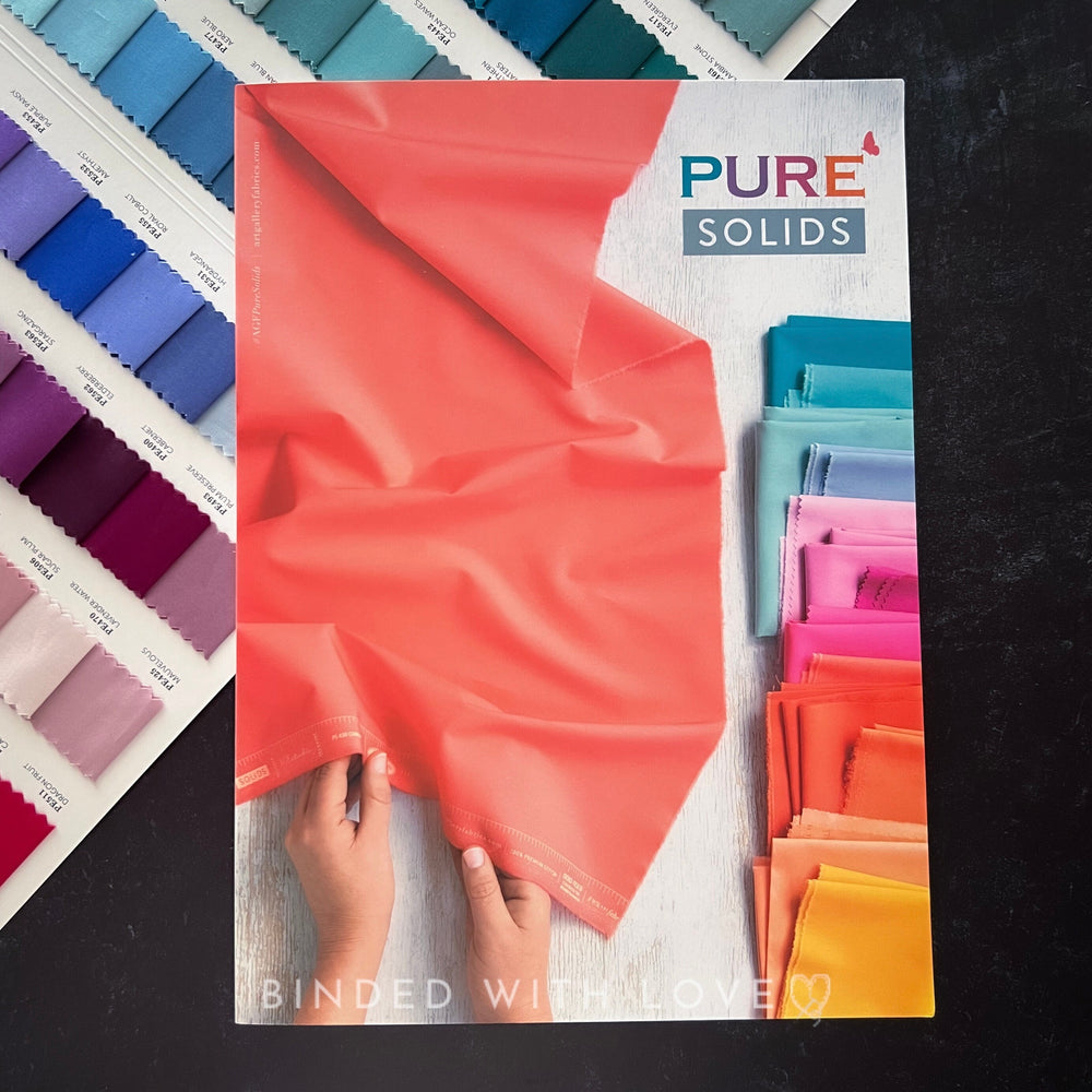 Art Gallery Fabrics 2024 Pure Solids Color Card | Pure Solids Full Collection Color Card | 203 Fabric Swatches | Six Fold 8in x 11in