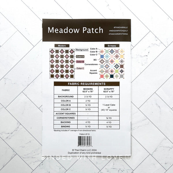 Meadow Patch Quilt by Thai Charm LLC | Printed Paper Pattern | Modern Quilt Pattern | Confident Beginner Skill Level