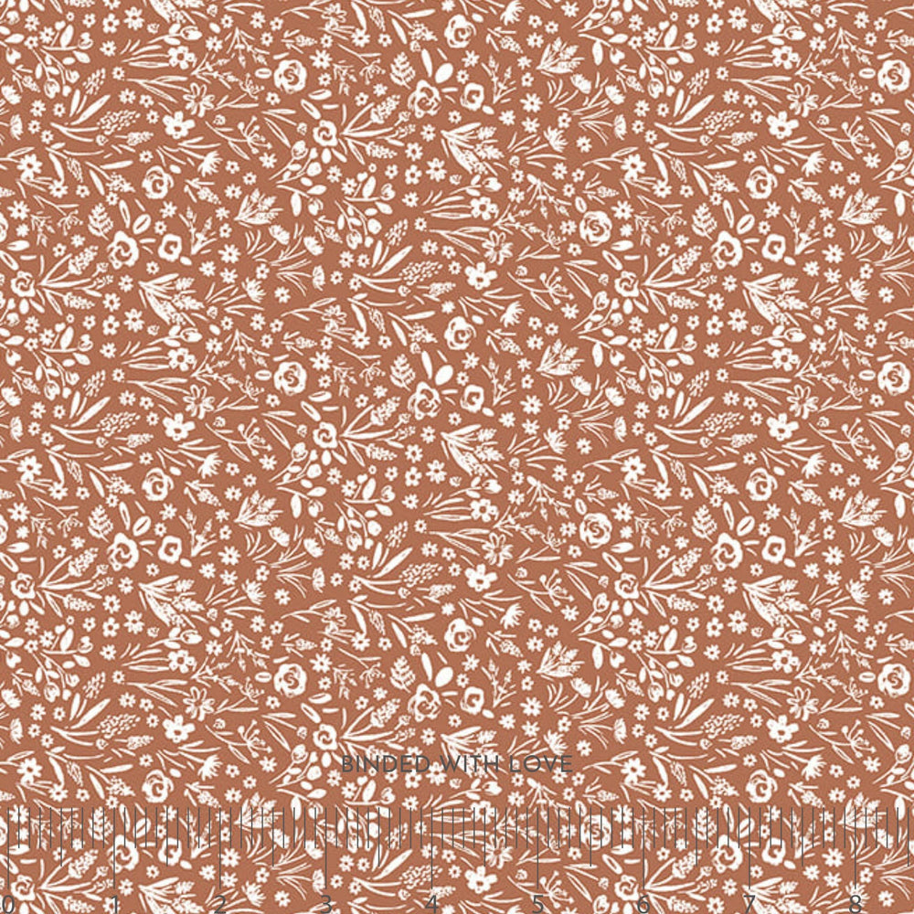 Small Monotone Floral Terra Cotta 7595-66 | Cottage Farmhouse Fusion by Maureen Fiorellini | Studio E Fabrics | Yardage | Fat Quarter