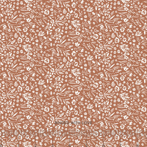 Small Monotone Floral Terra Cotta 7595-66 | Cottage Farmhouse Fusion by Maureen Fiorellini | Studio E Fabrics | Yardage | Fat Quarter