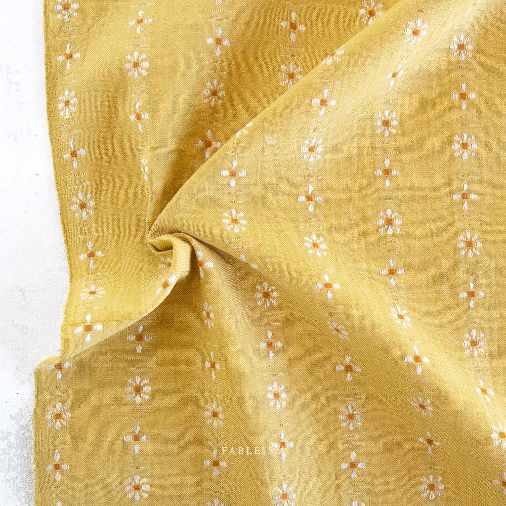 Daisies in Sulfur FOR-DAI-16-SULFUR | Forest Forage by Fableism Supply Co. | Continuous Yardage | Fat Quarter | Yarn Dyed Wovens