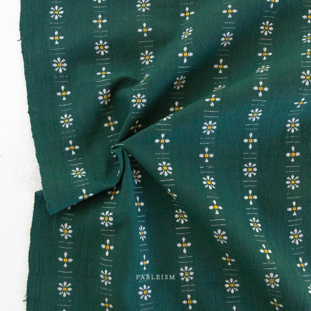 Daisies in Dark Fern FOR-DAI-19-DARKFERN | Forest Forage by Fableism Supply Co. | Continuous Yardage | Fat Quarter | Yarn Dyed Wovens