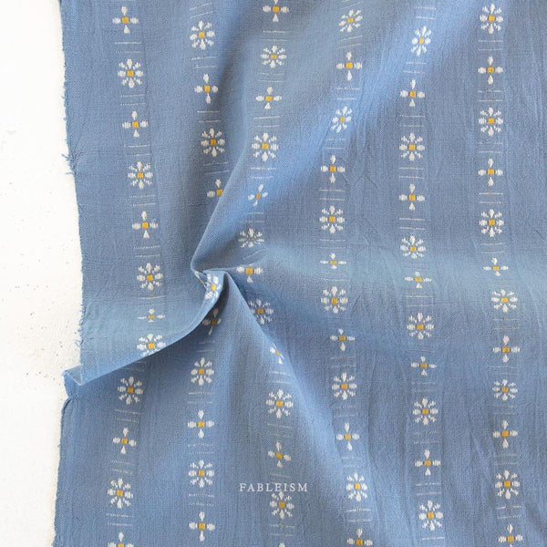 Daisies in Stone Blue FOR-DAI-22-STONEBLUE | Forest Forage by Fableism Supply Co. | Continuous Yardage | Fat Quarter | Yarn Dyed Wovens