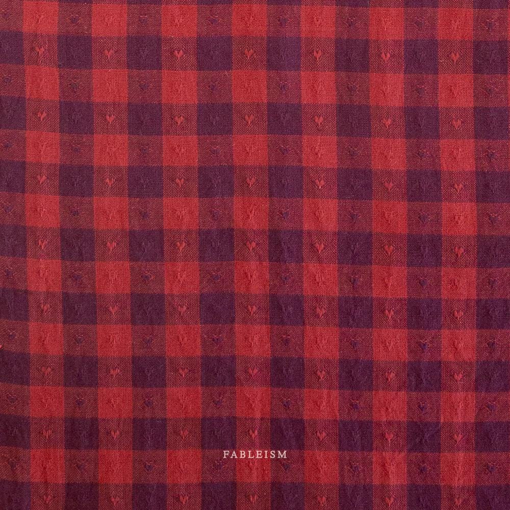 Gingham Dobby Hearts in Marashino QH-GH55-02-MARASHINO | Queen of Hearts by Fableism Supply Co. | Continuous Yardage | Fat Quarter