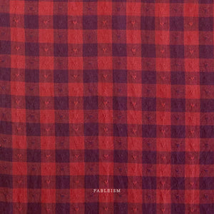 Gingham Dobby Hearts in Marashino QH-GH55-02-MARASHINO | Queen of Hearts by Fableism Supply Co. | Continuous Yardage | Fat Quarter