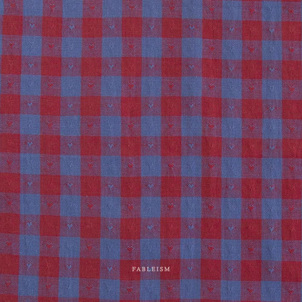 Gingham Dobby Hearts in Royal QH-GH55-03-ROYAL | Queen of Hearts by Fableism Supply Co. | Continuous Yardage | Fat Quarter