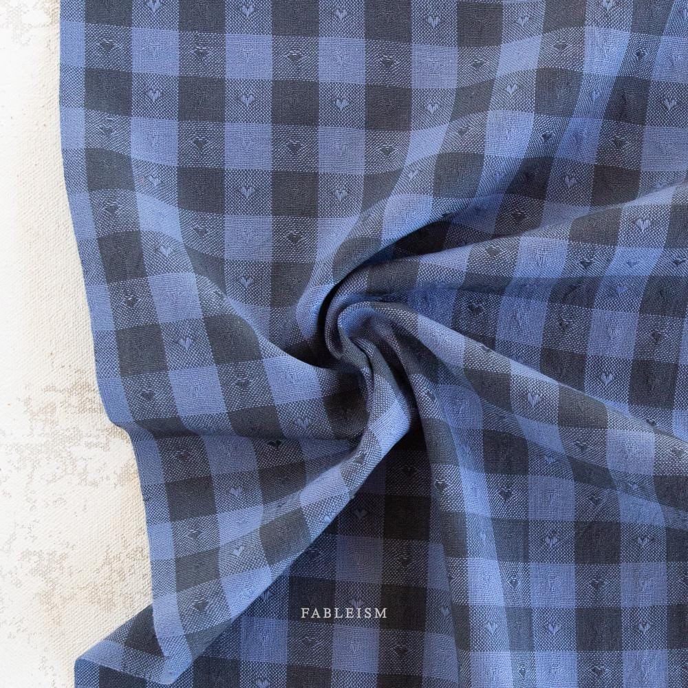 Gingham Dobby Hearts in Blueberry QH-GH55-04-BLUEBERRY | Queen of Hearts by Fableism Supply Co. | Continuous Yardage | Fat Quarter