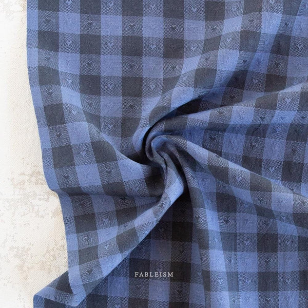 Gingham Dobby Hearts in Blueberry QH-GH55-04-BLUEBERRY | Queen of Hearts by Fableism Supply Co. | Continuous Yardage | Fat Quarter