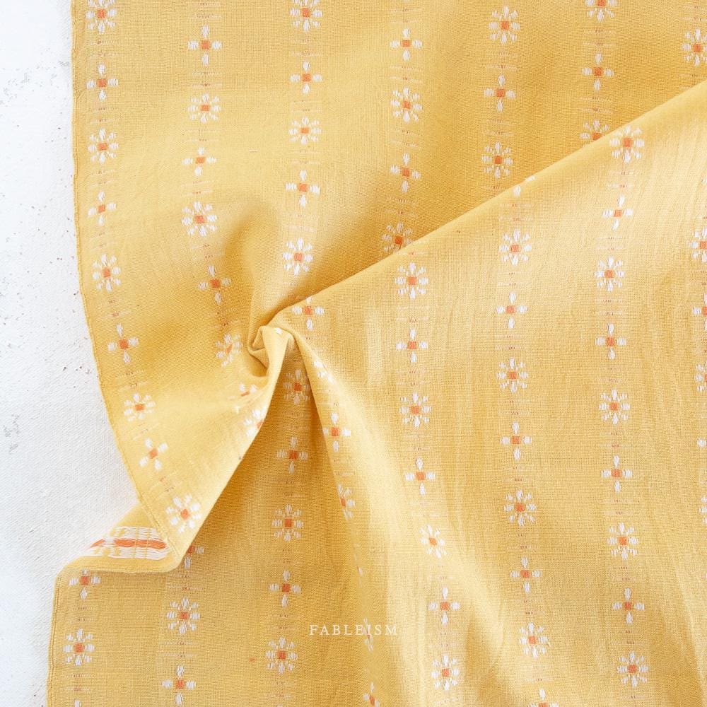 Daisies in Buttercup FOR-DAI-15-BUTTERCUP | Forest Forage by Fableism Supply Co. | Continuous Yardage | Fat Quarter | Yarn Dyed Wovens