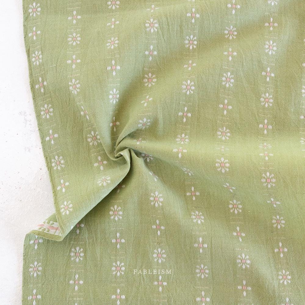 Daisies in Celadon FOR-DAI-17-CELADON | Forest Forage by Fableism Supply Co. | Continuous Yardage | Fat Quarter | Yarn Dyed Wovens
