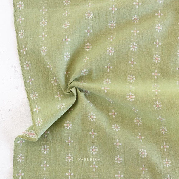 Daisies in Celadon FOR-DAI-17-CELADON | Forest Forage by Fableism Supply Co. | Continuous Yardage | Fat Quarter | Yarn Dyed Wovens
