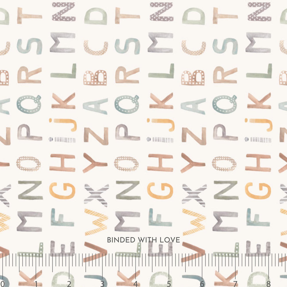 Alphabet Cream 90950-11 | Cotton-Tale by Bernadett Urbanovics | Figo Fabrics | Continuous Yardage | Fat Quarter | Quilting Fabric