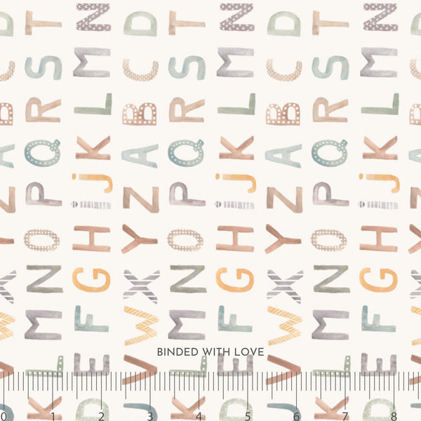 Alphabet Cream 90950-11 | Cotton-Tale by Bernadett Urbanovics | Figo Fabrics | Continuous Yardage | Fat Quarter | Quilting Fabric