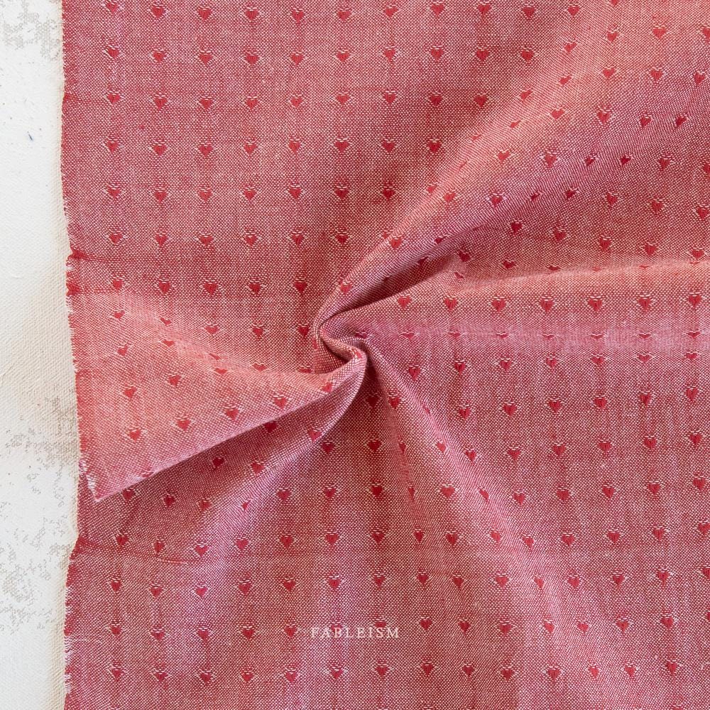Dobby Hearts in Cherry QH-DH55-01-CHERRY | Queen of Hearts by Fableism Supply Co. | Continuous Yardage | Fat Quarter