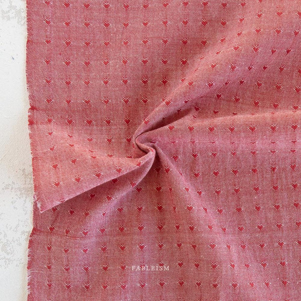 Dobby Hearts in Cherry QH-DH55-01-CHERRY | Queen of Hearts by Fableism Supply Co. | Continuous Yardage | Fat Quarter