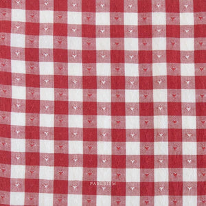 Gingham Dobby Hearts in Cherry QH-GH55-01-CHERRY | Queen of Hearts by Fableism Supply Co. | Continuous Yardage | Fat Quarter