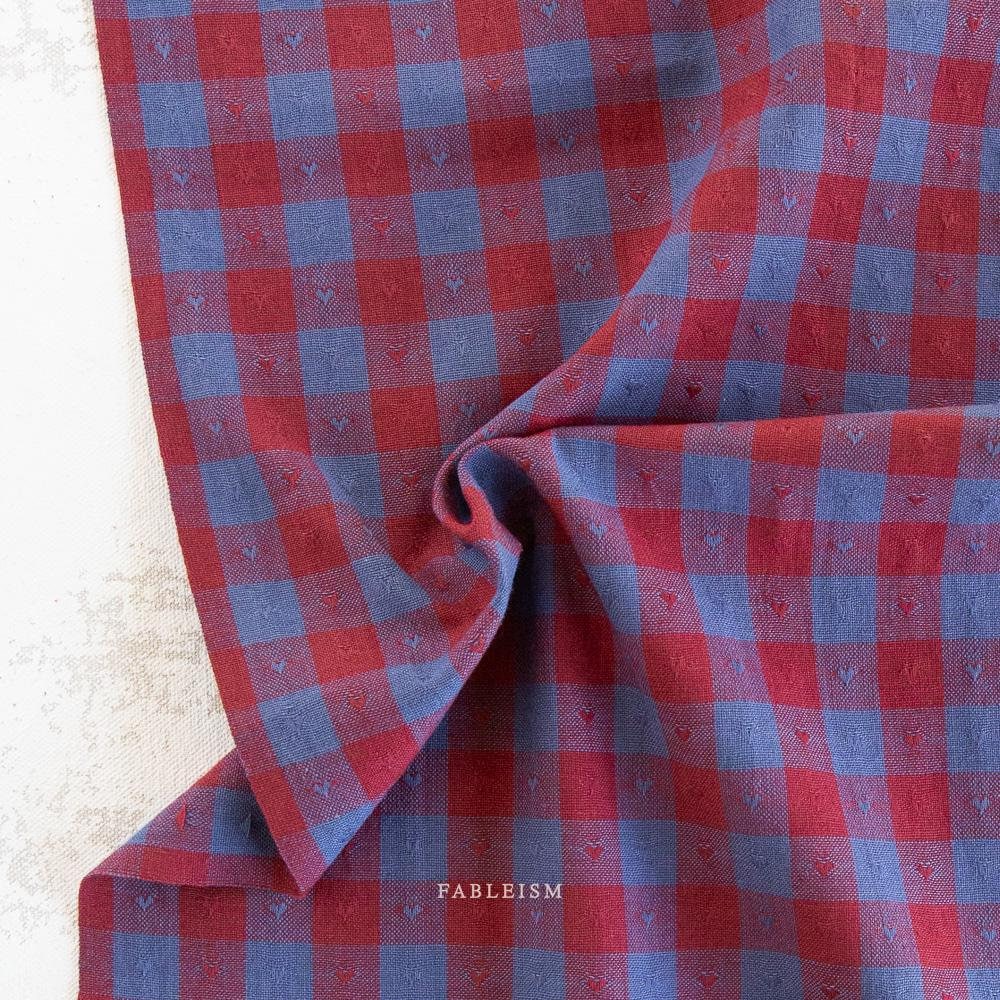 Gingham Dobby Hearts in Royal QH-GH55-03-ROYAL | Queen of Hearts by Fableism Supply Co. | Continuous Yardage | Fat Quarter