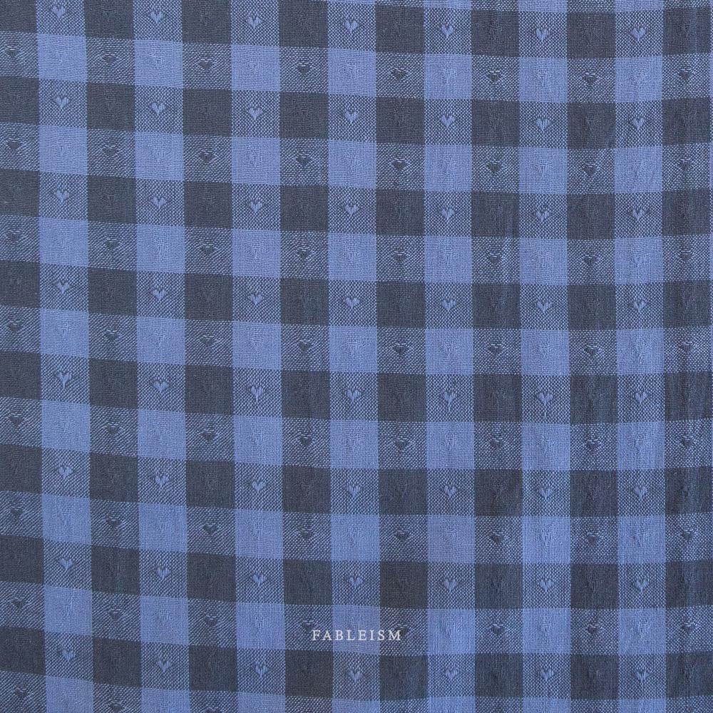 Gingham Dobby Hearts in Blueberry QH-GH55-04-BLUEBERRY | Queen of Hearts by Fableism Supply Co. | Continuous Yardage | Fat Quarter