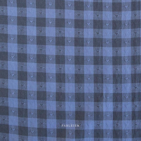 Gingham Dobby Hearts in Blueberry QH-GH55-04-BLUEBERRY | Queen of Hearts by Fableism Supply Co. | Continuous Yardage | Fat Quarter