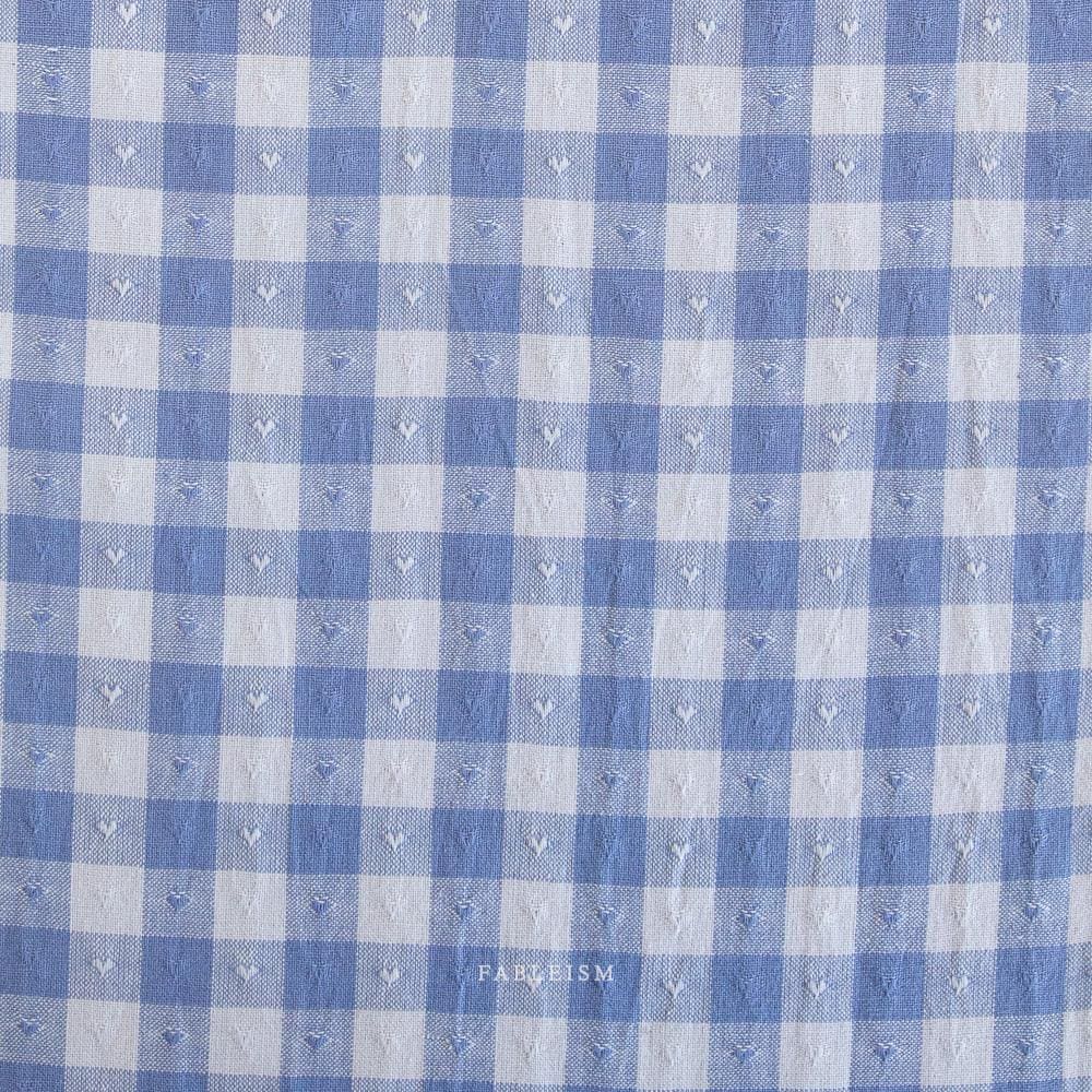 Gingham Dobby Hearts in Alice Blue QH-GH55-05-ALICE-BLUE | Queen of Hearts by Fableism Supply Co. | Continuous Yardage | Fat Quarter