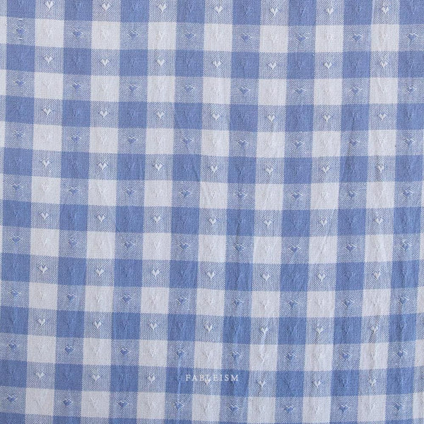 Gingham Dobby Hearts in Alice Blue QH-GH55-05-ALICE-BLUE | Queen of Hearts by Fableism Supply Co. | Continuous Yardage | Fat Quarter