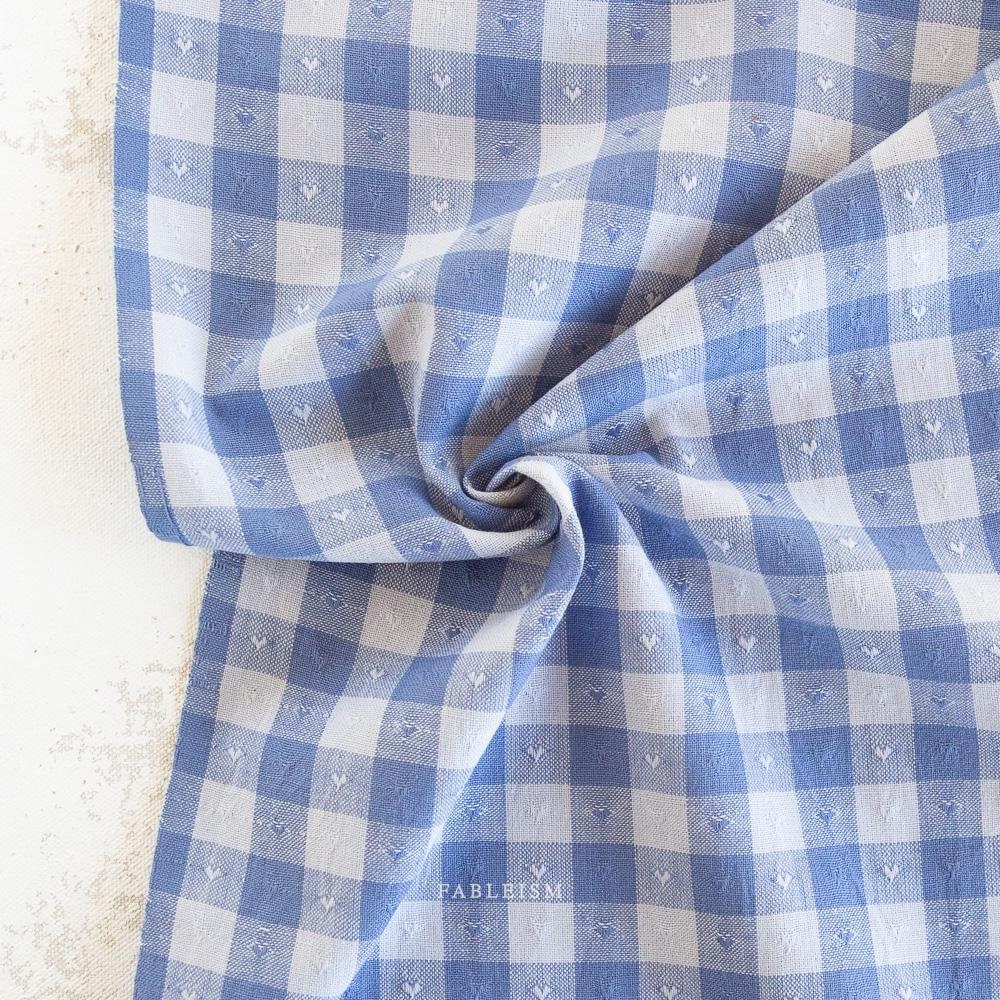 Gingham Dobby Hearts in Alice Blue QH-GH55-05-ALICE-BLUE | Queen of Hearts by Fableism Supply Co. | Continuous Yardage | Fat Quarter
