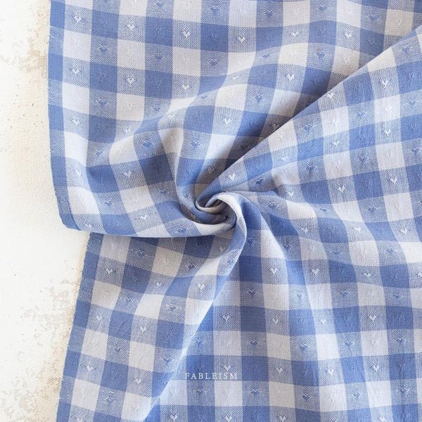 Gingham Dobby Hearts in Alice Blue QH-GH55-05-ALICE-BLUE | Queen of Hearts by Fableism Supply Co. | Continuous Yardage | Fat Quarter