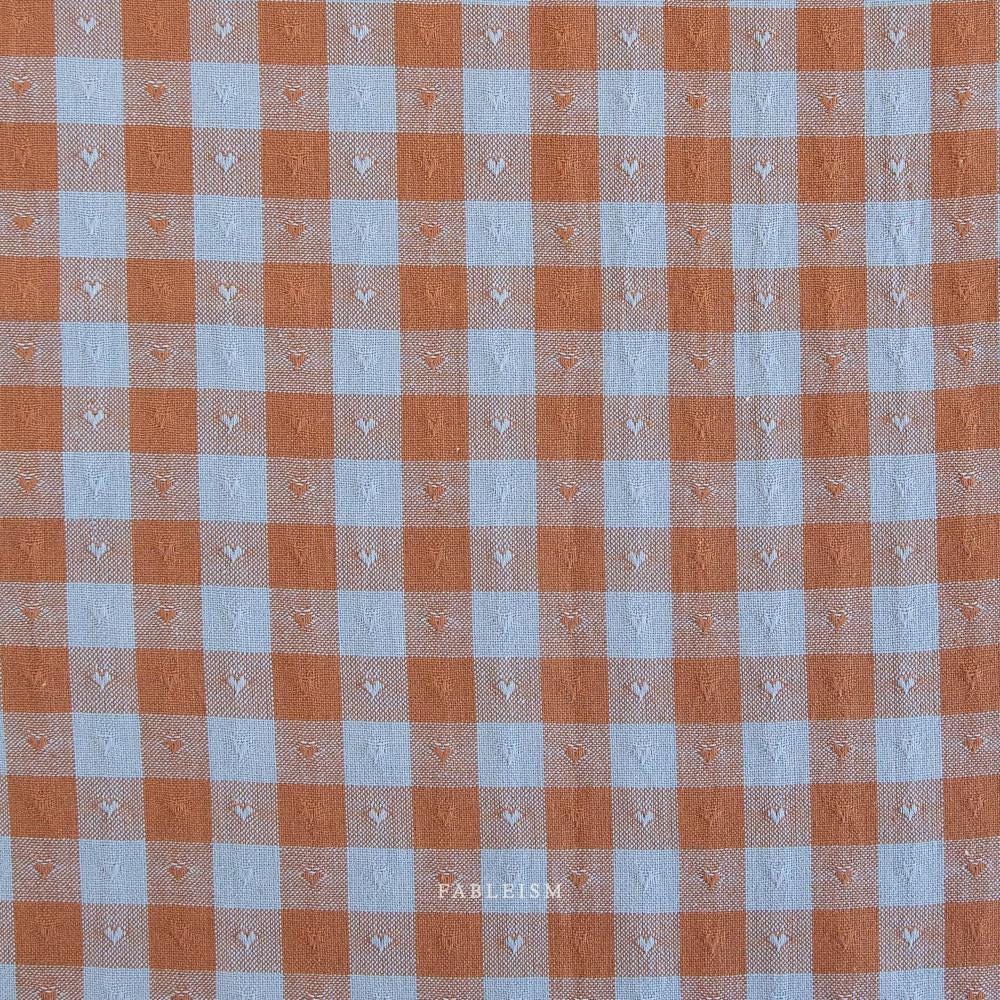 Gingham Dobby Hearts in Riviera QH-GH55-06-RIVIERA | Queen of Hearts by Fableism Supply Co. | Continuous Yardage | Fat Quarter