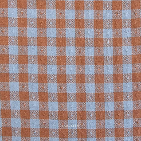 Gingham Dobby Hearts in Riviera QH-GH55-06-RIVIERA | Queen of Hearts by Fableism Supply Co. | Continuous Yardage | Fat Quarter