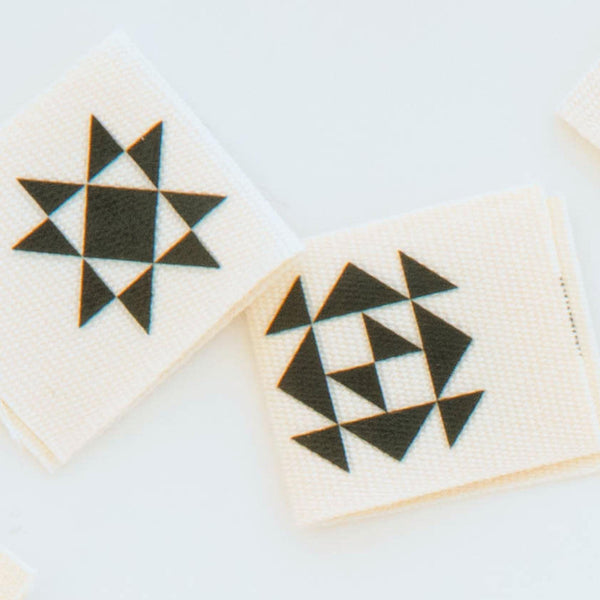 Quilt Block Multipack Organic Cotton Labels | Sarah Hearts Labels | 8 Pack Sewing Woven Labels | Perfect Gift for Sewist or Quilter