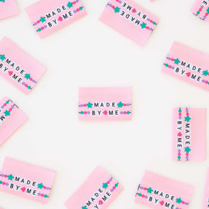 Made by Me Friendship Bracelet Woven Labels | Sarah Hearts Labels | 8 Pack Sewing Woven Labels | Gift for Sewist or Quilter