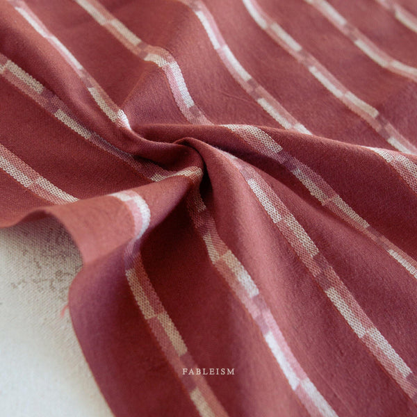 Track Stripe in Red Dahlia GLDHR-13-RED-DAHLIA | Golden Hour by Fableism Supply Co. | Continuous Yardage | Fat Quarter | Yarn Dyed Woven