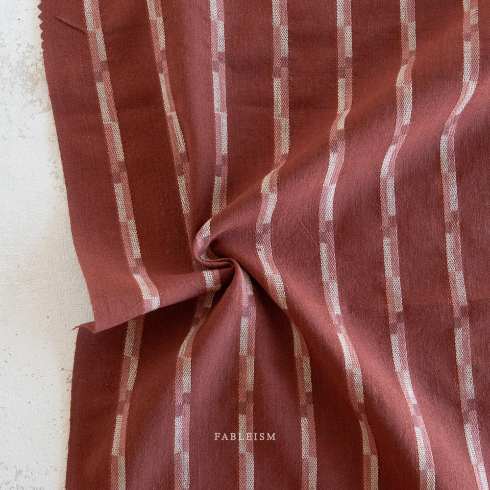 Track Stripe in Red Dahlia GLDHR-13-RED-DAHLIA | Golden Hour by Fableism Supply Co. | Continuous Yardage | Fat Quarter | Yarn Dyed Woven